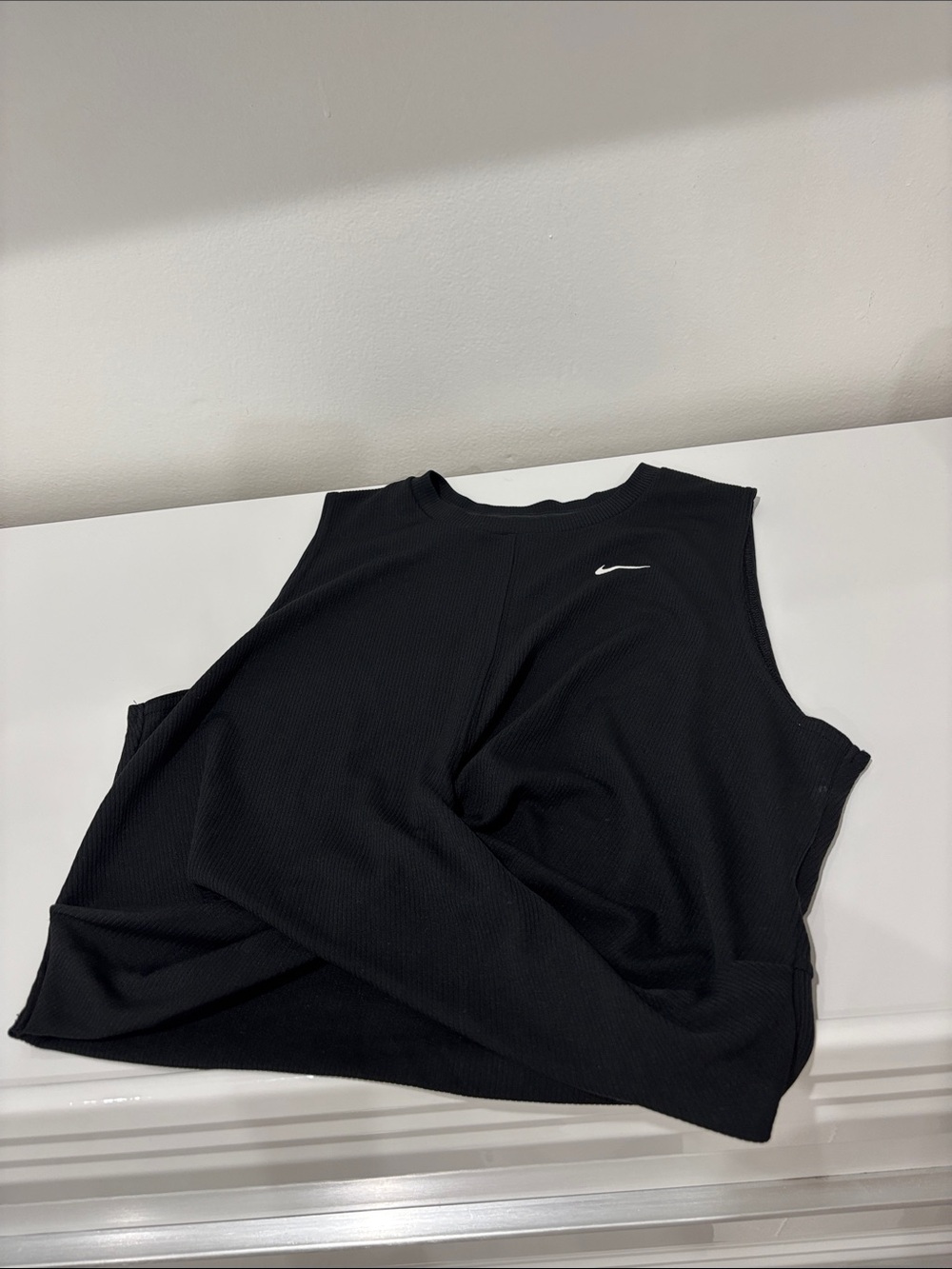 Nike Black Ribbed Muscle Tank with White Swoosh